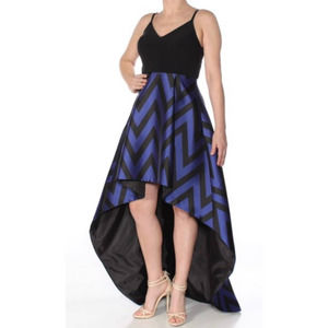 Betsy & Adam Chevron High Low Gown Cocktail Party Formal Military Ball Dress